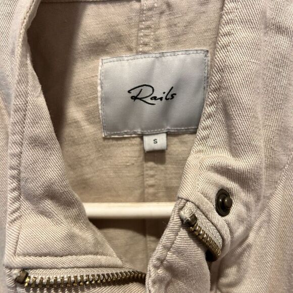 Rails‎ Collins Military Jacket Cream Beige Bone Neutral Small Tencel Linen Blend - Picture 3 of 11